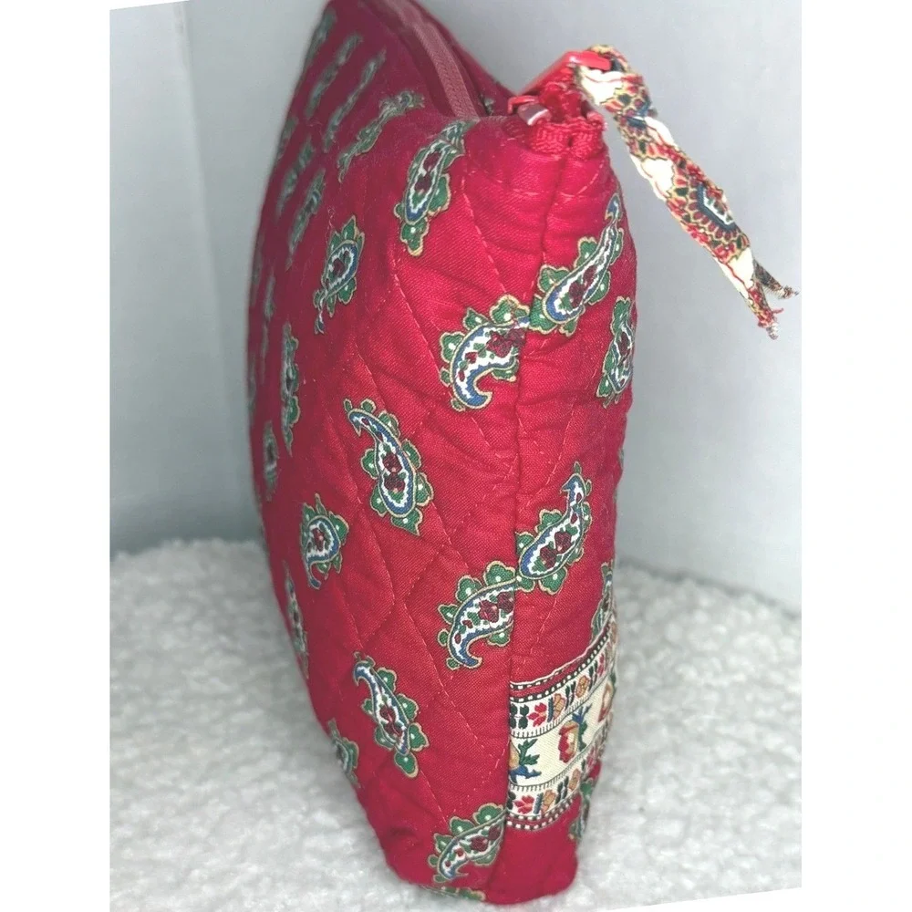 Vintage Vera Bradley Quilted Makeup Bag Retired Red Paisley Print Cotton USA